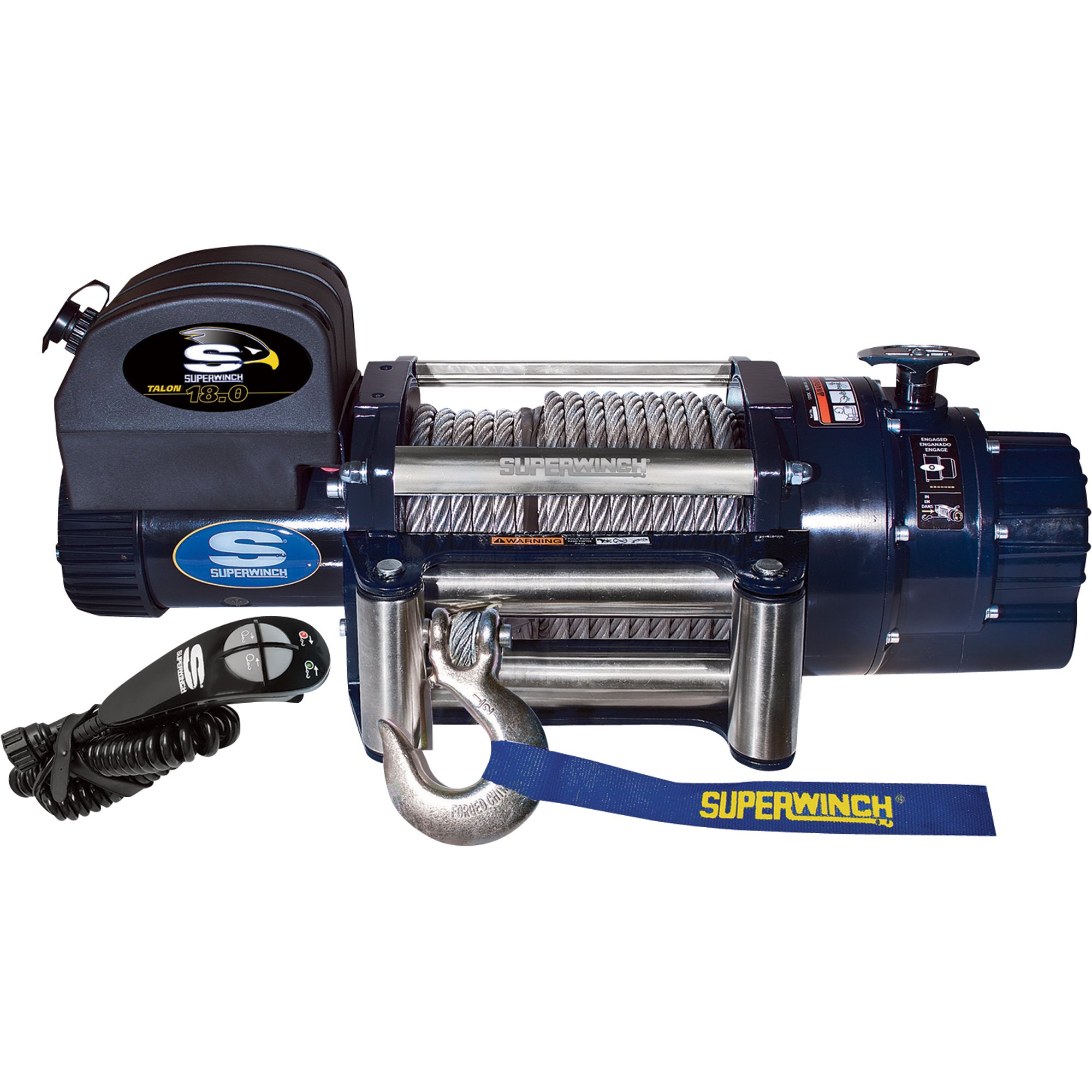 Superwinch 12 Volt DC Powered Electric Truck Winch with Remote — 18,000-Lb. Capacity, Wire Rope, Model# 1618200